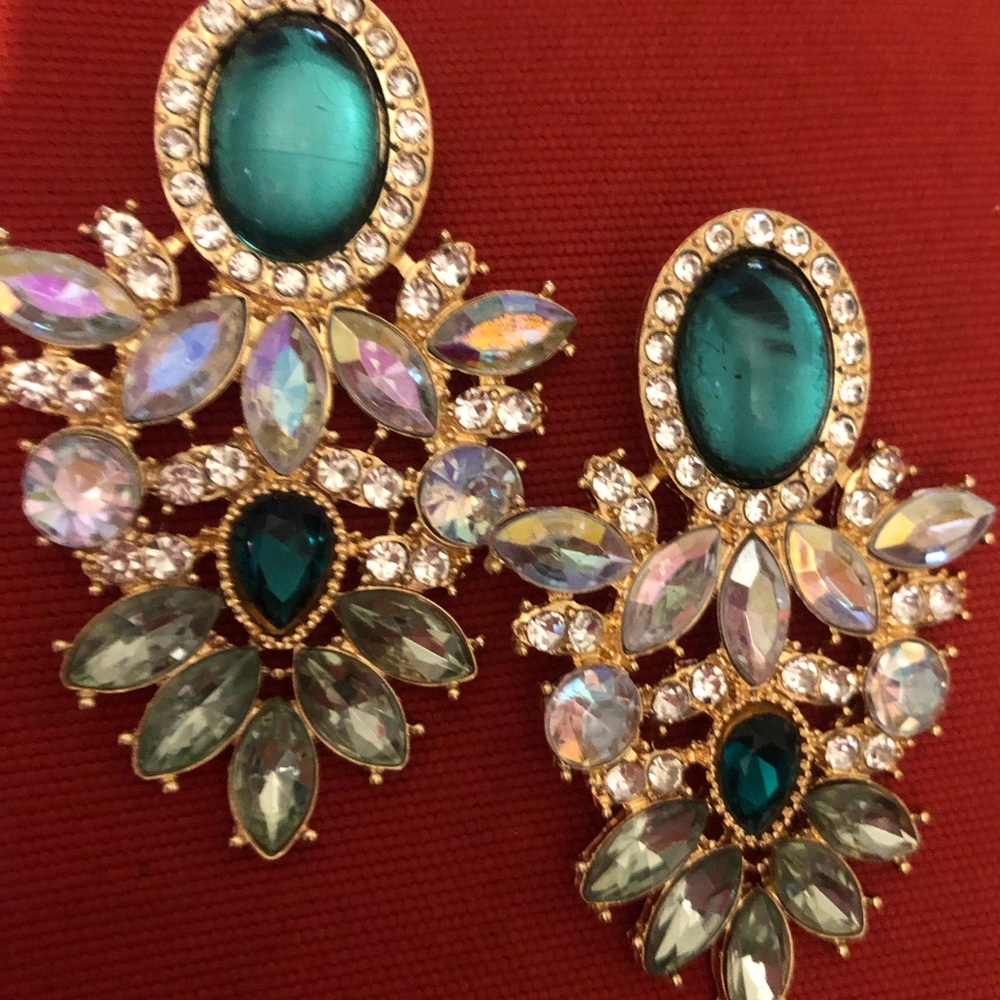 FAUX EMERALD & DIAMOND EARRINGS